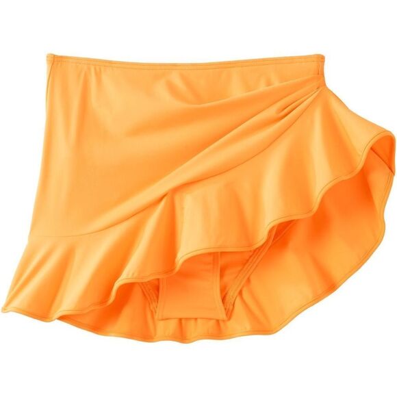 Land's End Ruffle Hem Mini Swimsuit bottom Skirt egret green etched leaves 6 - Picture 7 of 14